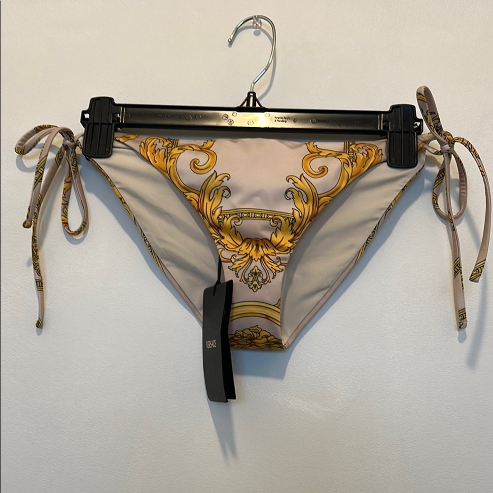Versace Gold and Cream Baroque Bikini Bottom